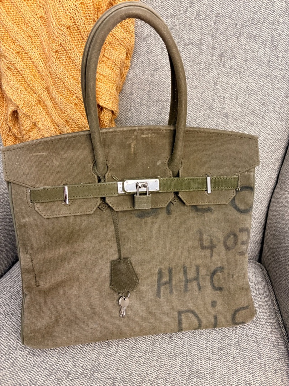 READY MADE Military-Style Canvas Tote with Lock Accent - Picture 2 of 7